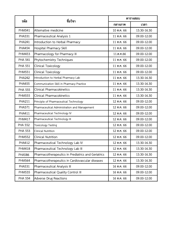 Exam Schedule 1.2566.2